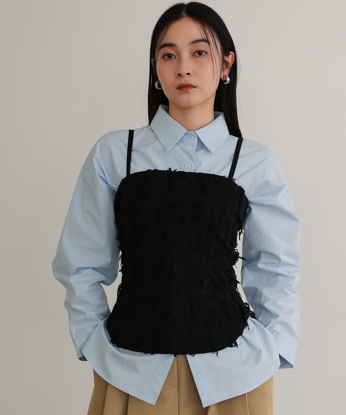 フリンジジャカード ベアトップビスチェ / Black | NEW ARRIVAL