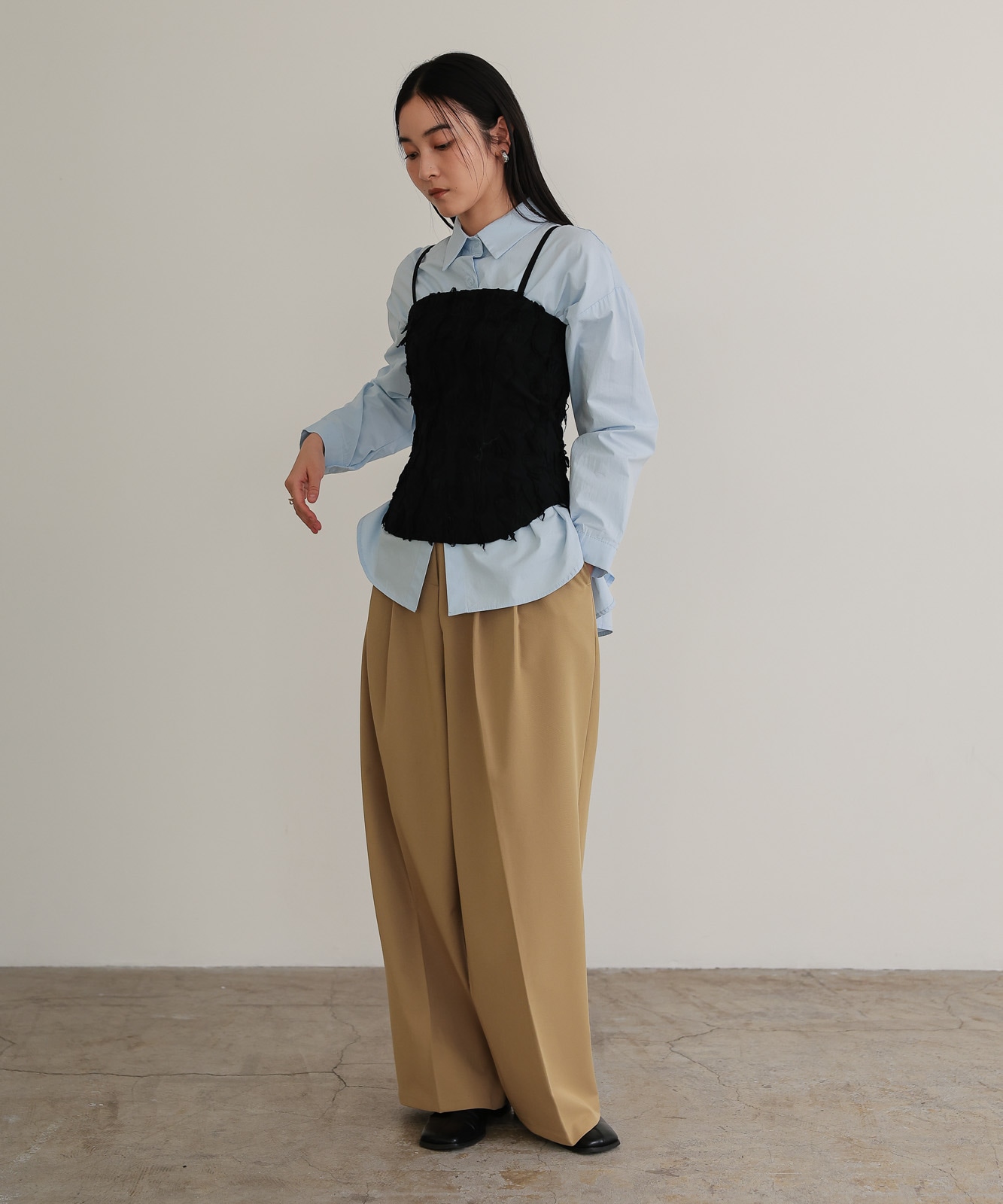 Fringe jacquard Bustier / Black | NEW ARRIVAL | TENTO online store