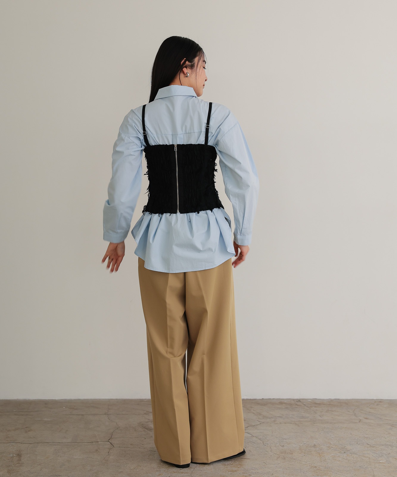 Fringe jacquard Bustier / Black | NEW ARRIVAL | TENTO online store