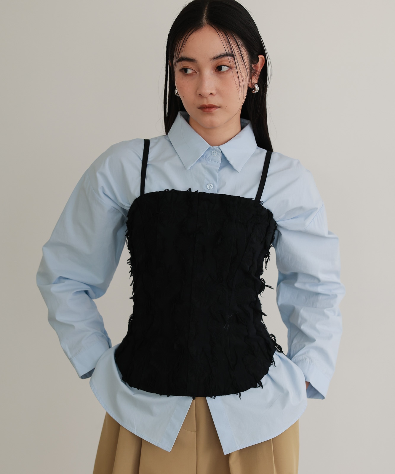 フリンジジャカード ベアトップビスチェ / Black | NEW ARRIVAL