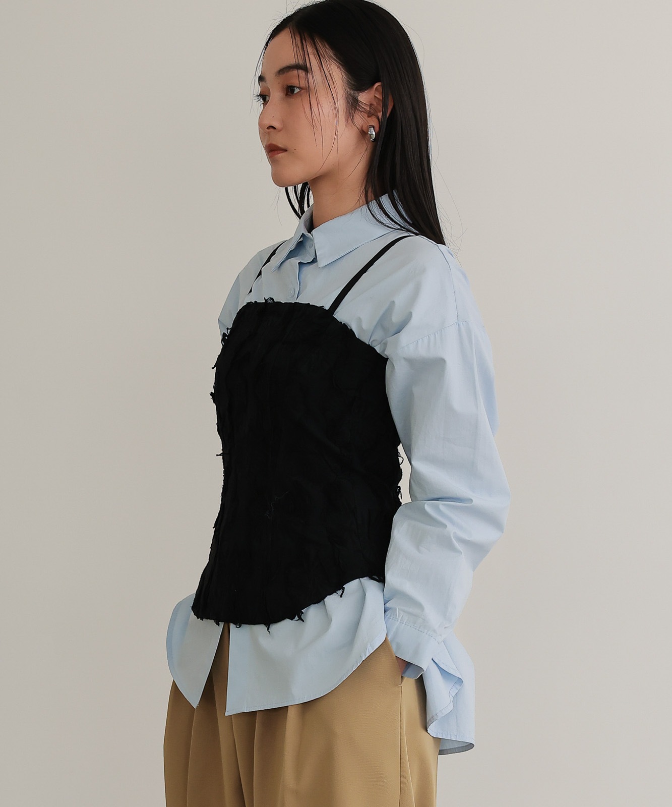 フリンジジャカード ベアトップビスチェ / Black | NEW ARRIVAL