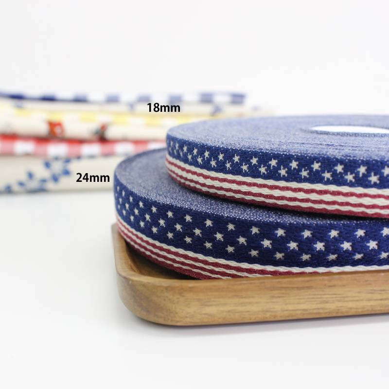 LGB 星旗柄 18＆24mm】No.3961 アメリカンフラッグのジャガードリボン 星条旗柄チロル