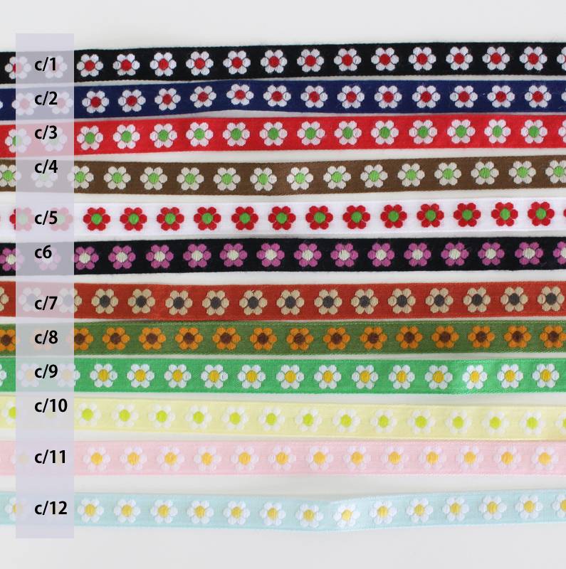 12色/12mm幅】レトロフラワー柄チロリアンテープ ジャガードリボン