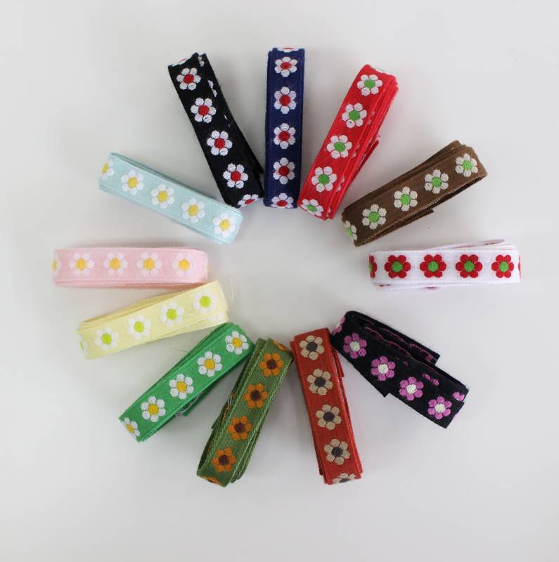 12色/12mm幅】レトロフラワー柄チロリアンテープ ジャガードリボン