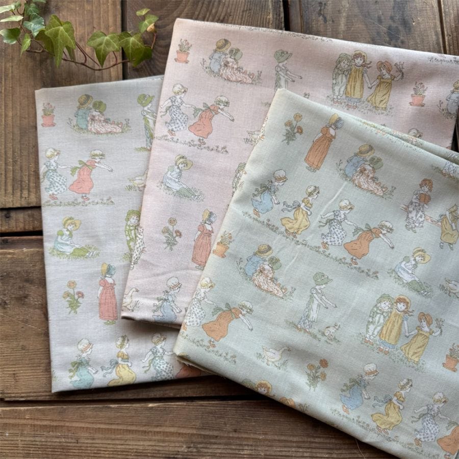 145cm×50cm】ドイツ輸入生地 acufactum884 蝶々と妖精、蜂、鳥柄の生地