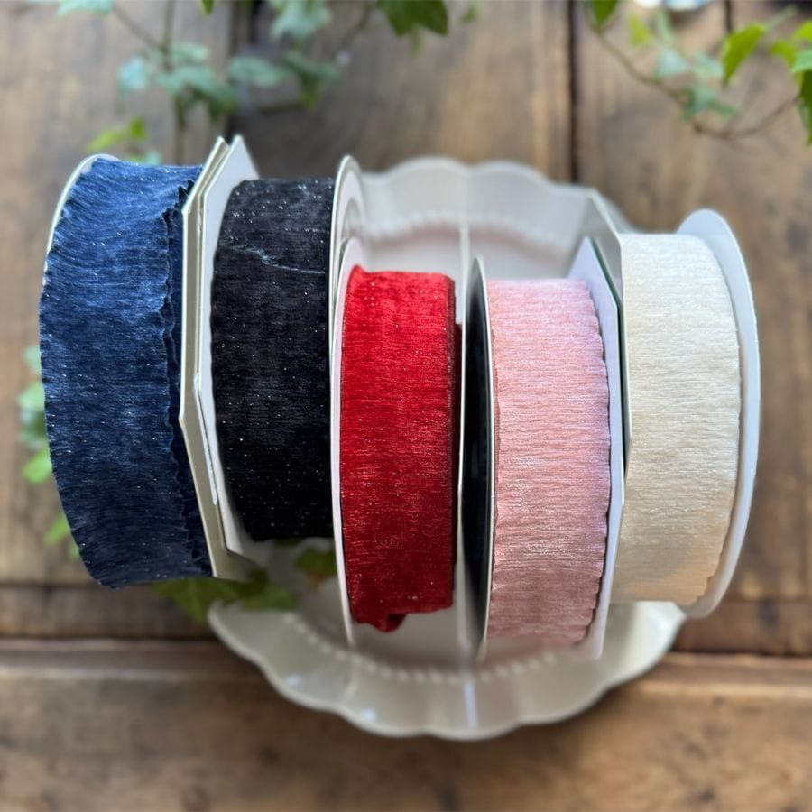 【ファブリックリボン】伸縮性のある柔らか質感 | ラッピング・ヘアアクセサリー用（全5色）