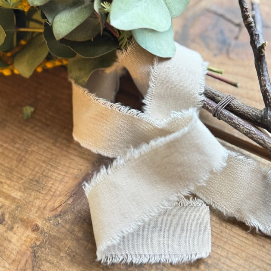 2サイズ【コットンエッジ】結びやすく、くったり馴染む。綿混マットのこなれ感な上質リボン　フレッジ