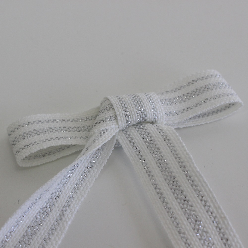 2色】No,1173-17mm リネンリボン ラメ3ライン柄 平テープ