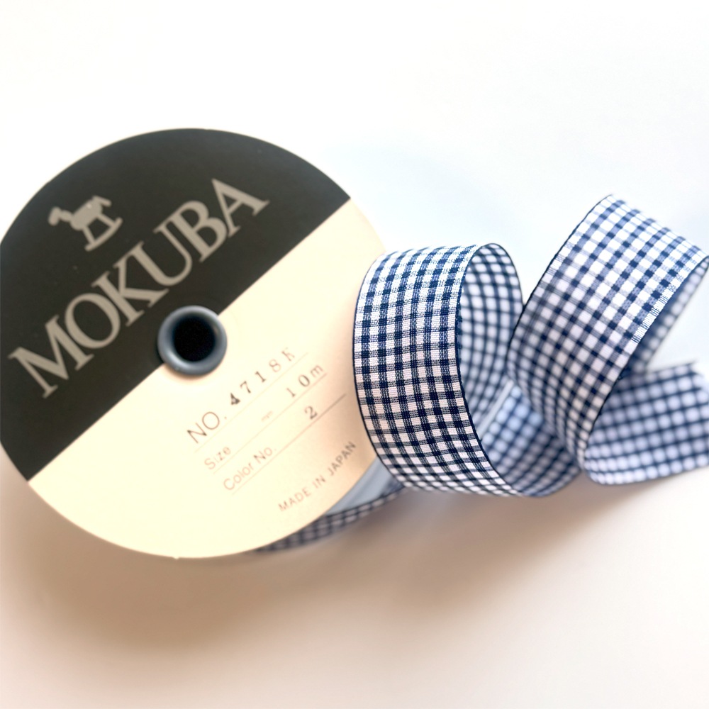【約25mm幅/10色】MOKUBA4718チェックリボン/10m巻き 小巻