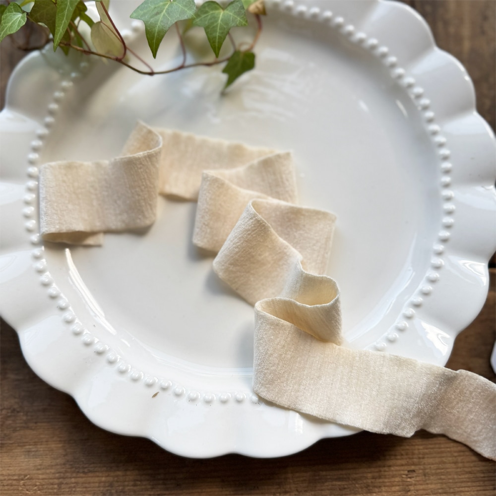 【ファブリックリボン】伸縮性のある柔らか質感 | ラッピング・ヘアアクセサリー用（全5色）