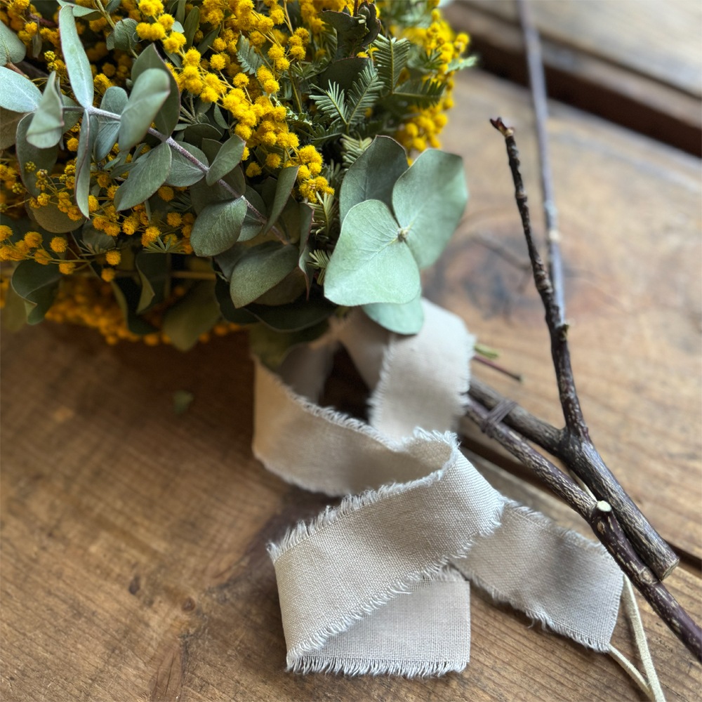 2サイズ【コットンエッジ】結びやすく、くったり馴染む。綿混マットのこなれ感な上質リボン　フレッジ