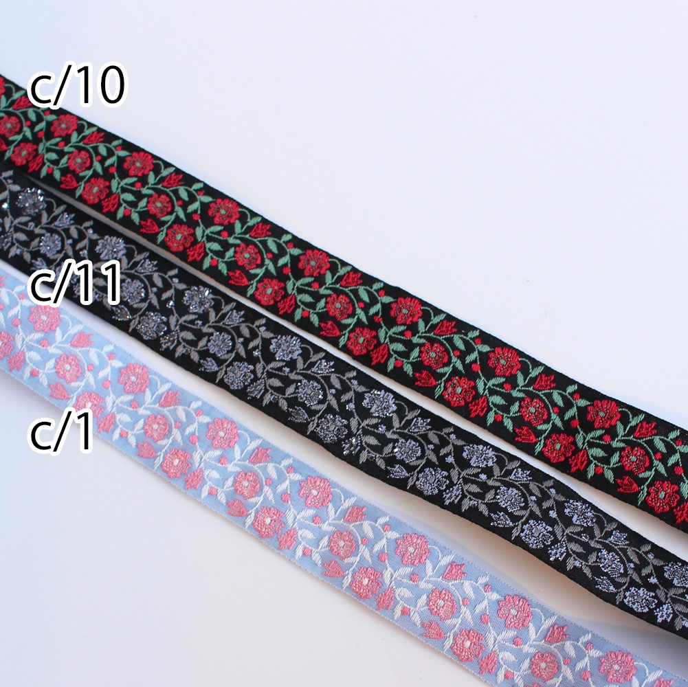 50cm単位】約幅20mm/お花とツタ柄　チロリアンテープ