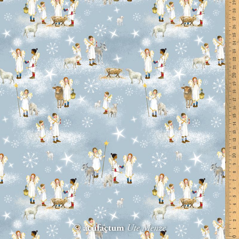 145cm×50cm】ドイツ輸入生地 acufactum858 天使柄の生地 ライト 145cm×50cm】ドイツ輸入生地 acufactum858 天使柄の生地 ライト