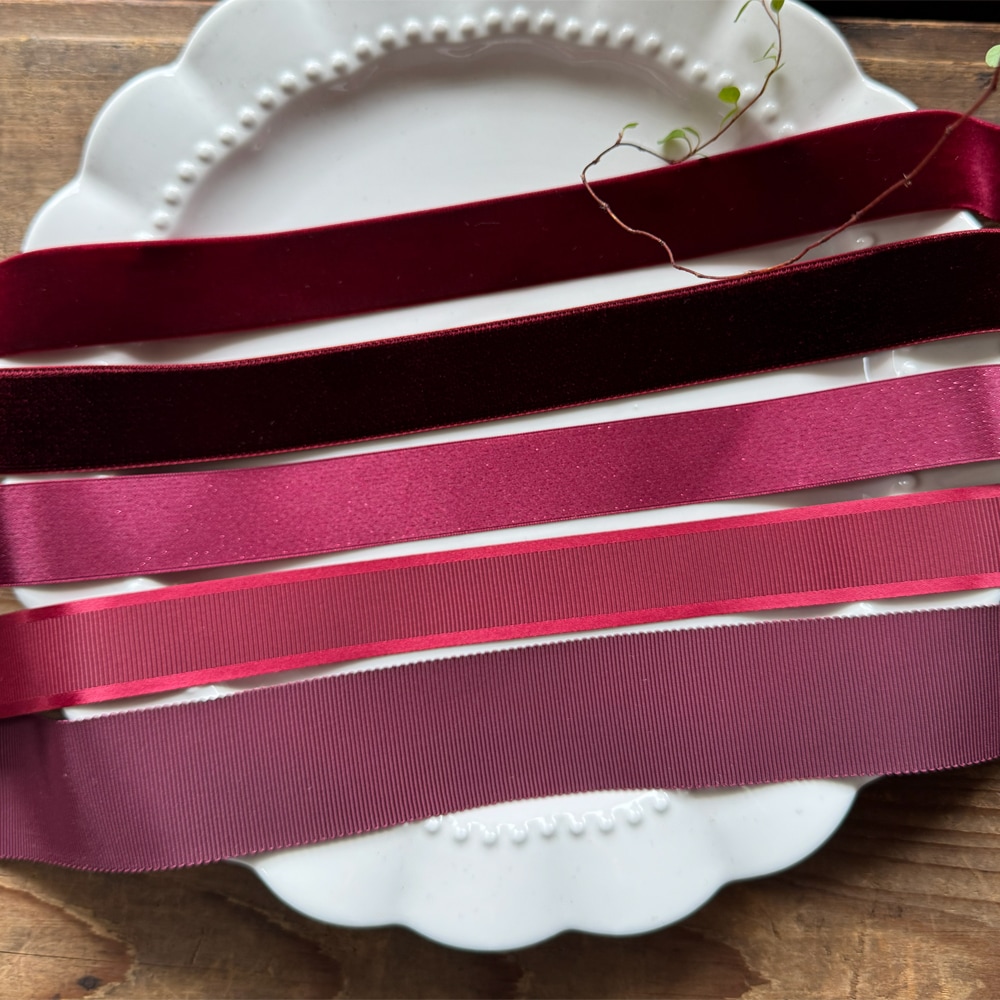 【5色/異素材5種各50cm】RIBBON PALETTE|ベロア・サテン・グログラン