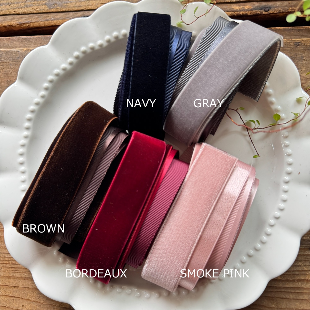 【5色/異素材5種各50cm】RIBBON PALETTE|ベロア・サテン・グログラン