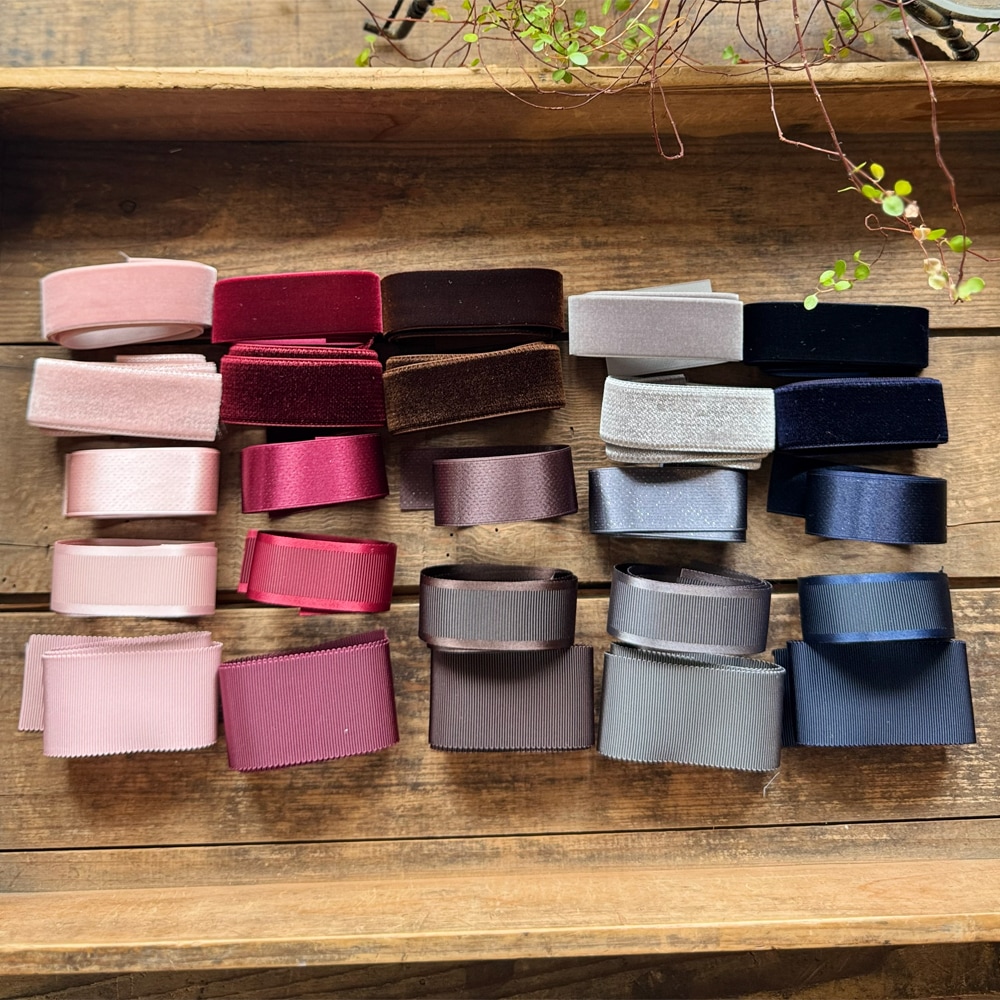 【5色/異素材5種各50cm】RIBBON PALETTE|ベロア・サテン・グログラン
