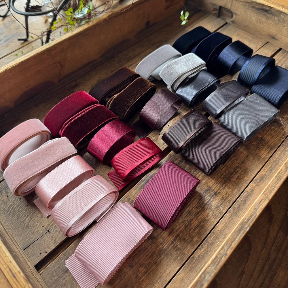 【5色/異素材5種各50cm】RIBBON PALETTE|ベロア・サテン・グログラン