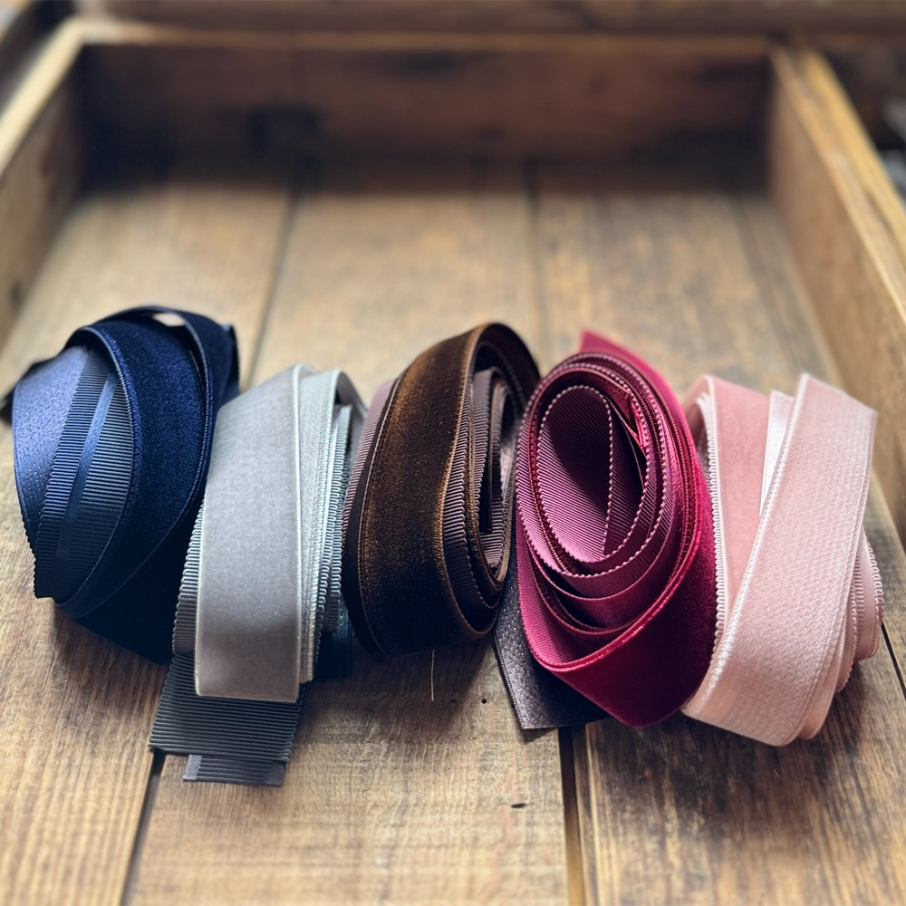 【5色/異素材5種各50cm】RIBBON PALETTE|ベロア・サテン・グログラン