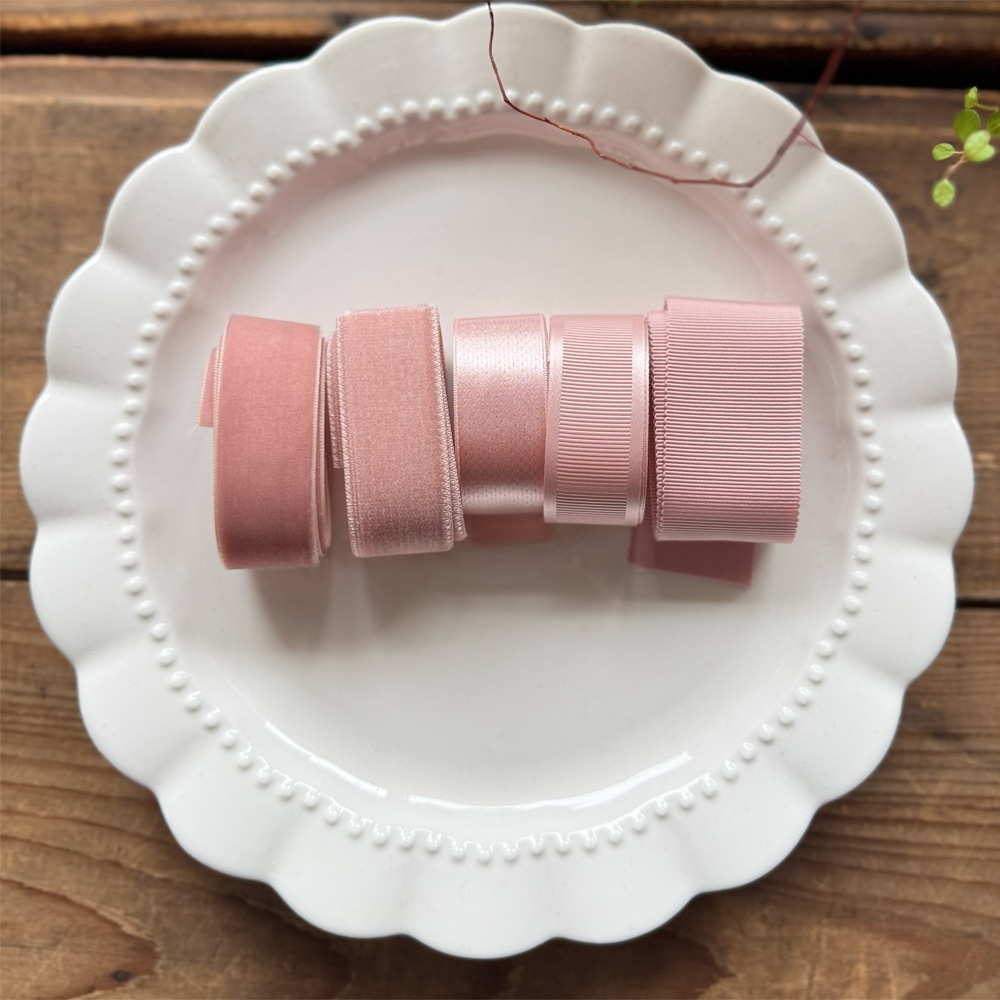 【5色/異素材5種各50cm】RIBBON PALETTE|ベロア・サテン・グログラン
