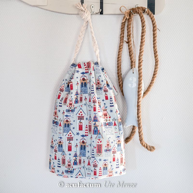 145cm×50cm】ドイツ輸入生地 acufactum797 漁港の街並み柄の生地