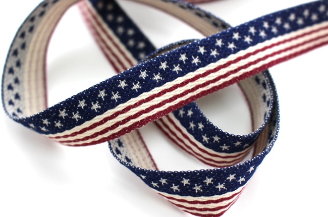 星条旗柄チロル｜アメリカンフラッグのジャガードリボン｜【18＆24mm