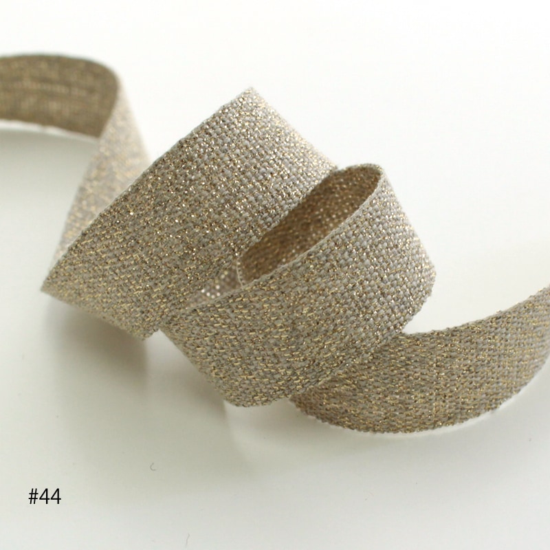 CO1190 ラメリネンリボン 15mm幅 ゴールド シルバー
