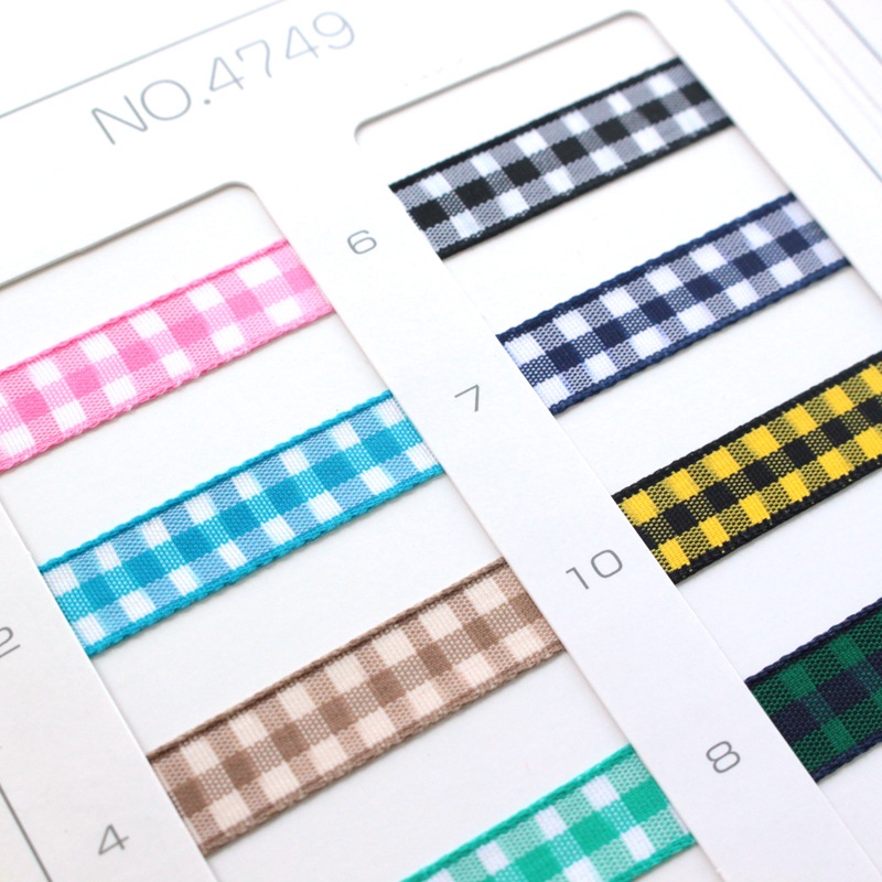 約9mm幅/10色】MOKUBA4749チェックリボン/10m巻き 小巻
