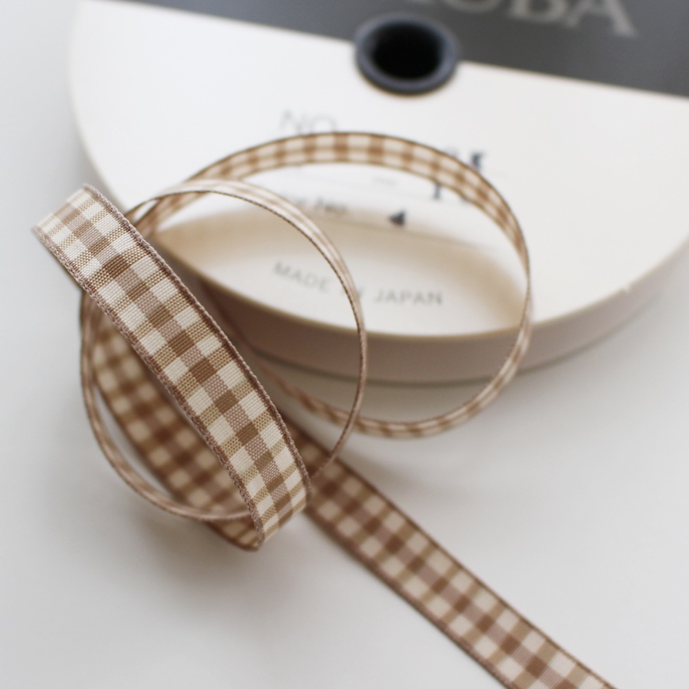 約9mm幅/10色】MOKUBA4749チェックリボン/10m巻き 小巻