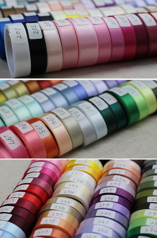 100色/9幅】No,6205 ポリエステル片面サテンリボン/30m巻