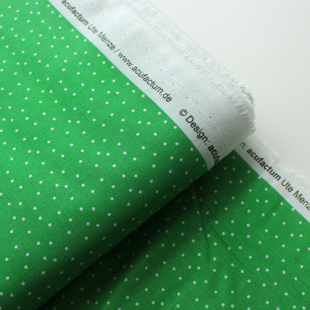 【140cm×50cm】acufactum　ポルカドット緑　生地