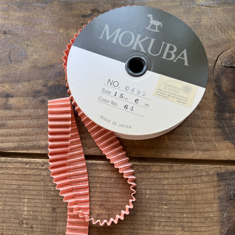 【8幅/36色】MOKUBA0492プリーツサテンリボン/6m巻