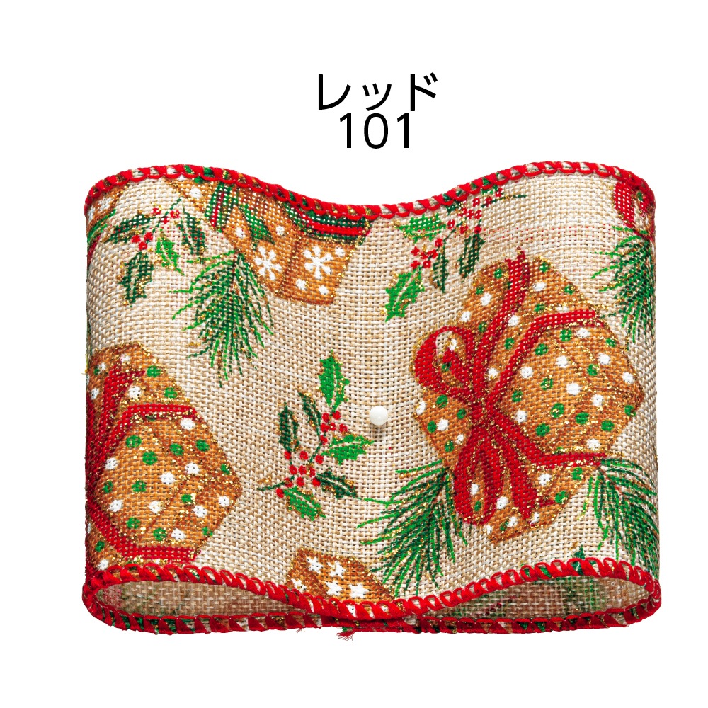 ワイヤー入り】ウィンターボックス クリスマスリボン-約63mm幅/レッド