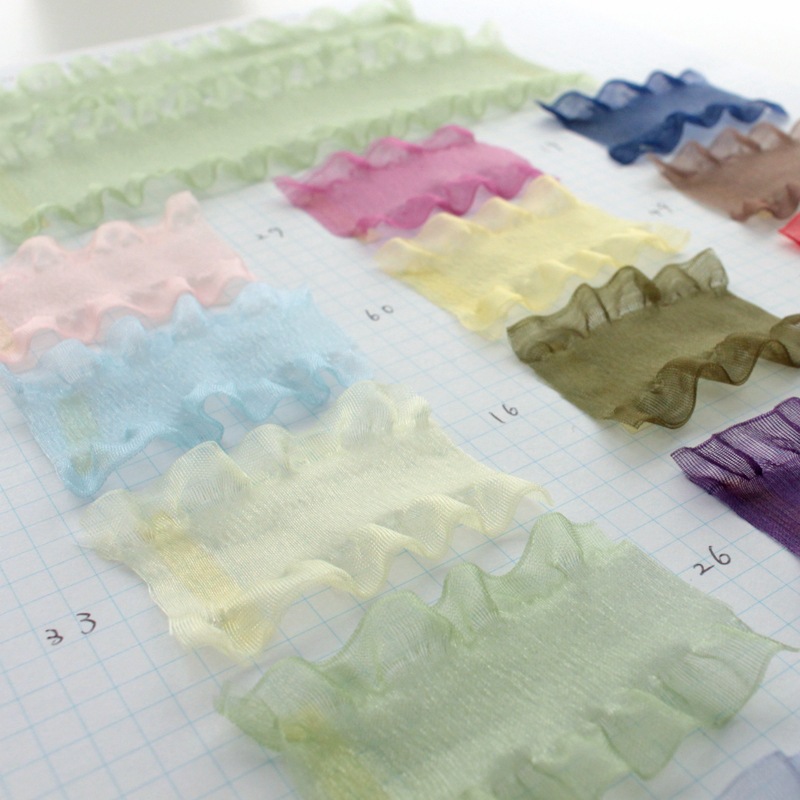 2幅/15色】MOKUBA4474フリルオーガンジーリボン/5m巻き