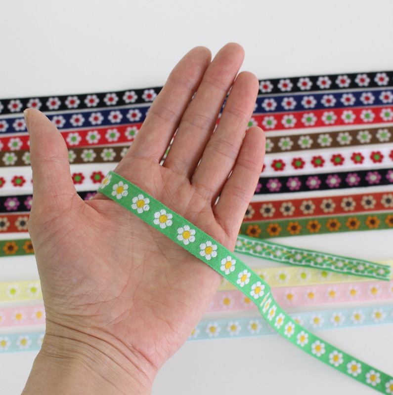 12色/12mm幅】レトロフラワー柄チロリアンテープ ジャガードリボン