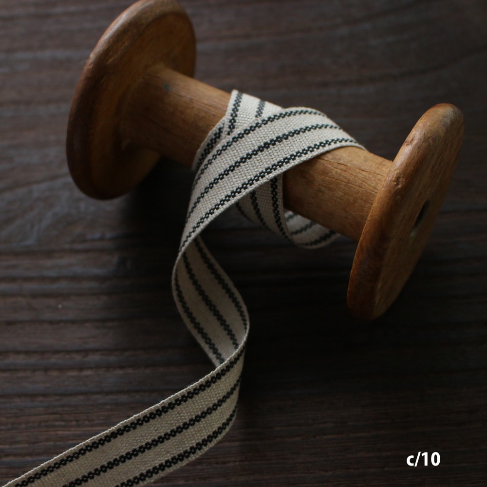 7色】No,1155-18mm リネンリボン 3ライン 平テープ