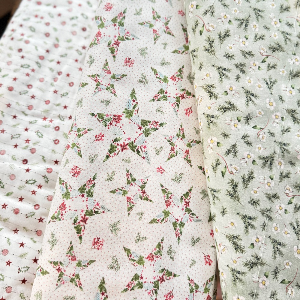 【145cm×50cm】ドイツ輸入生地 acufactum976 ミニクリスマスローズの生地/グリーン
