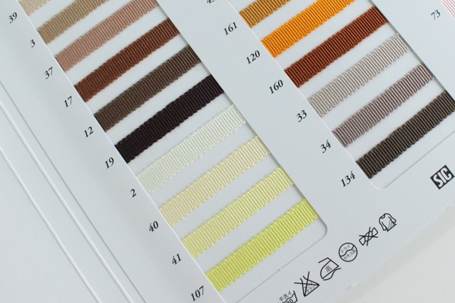 RibbonBon レーヨンペタシャムリボン #046 36mm幅 巻(30m) 11サイズ80 RibbonBon ポリエステルペタシャムリボン #045 38mm幅 巻(30m) 11サイズ120色展開