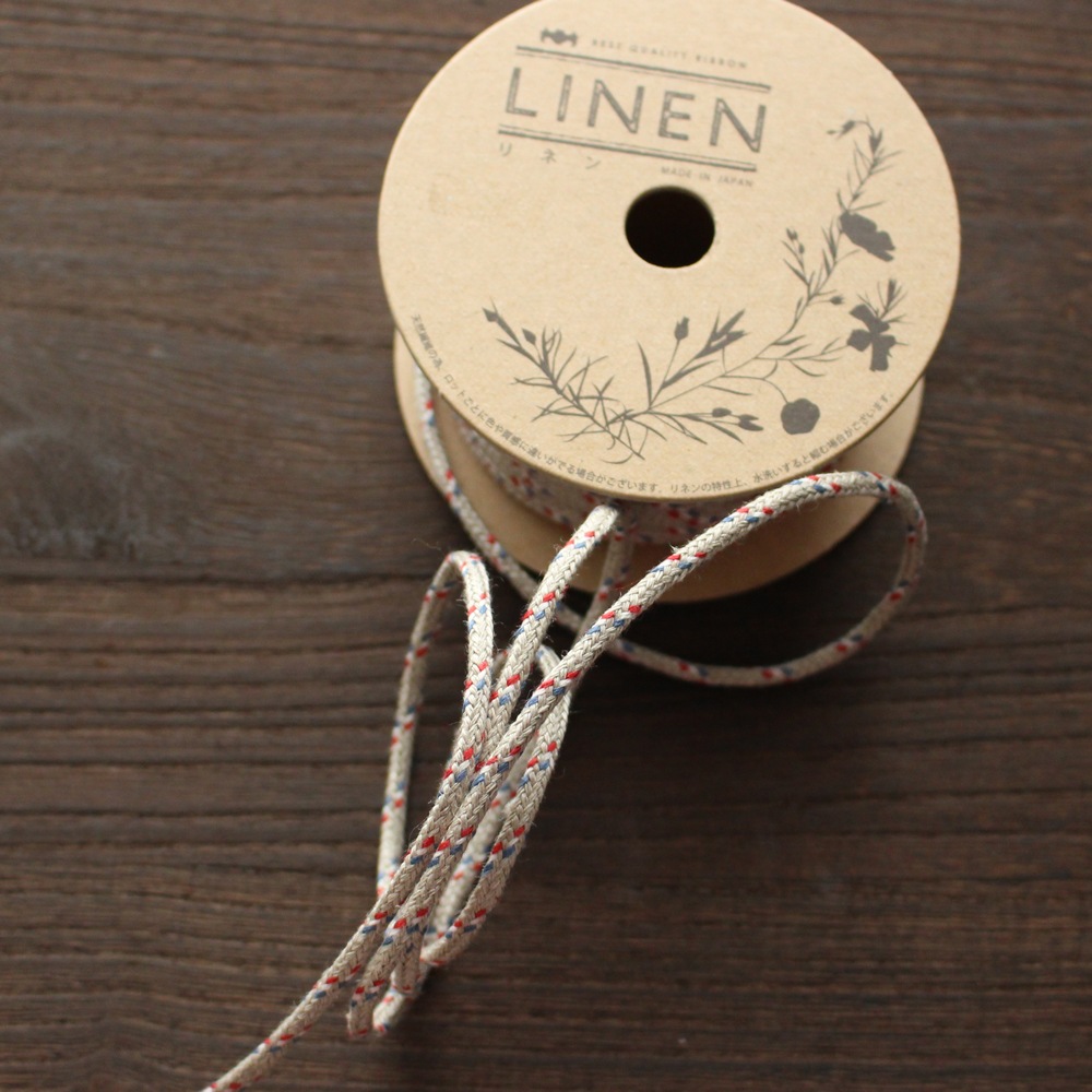 No,1196-5mm リネン100%　トリコロールスピンドル　リネン紐