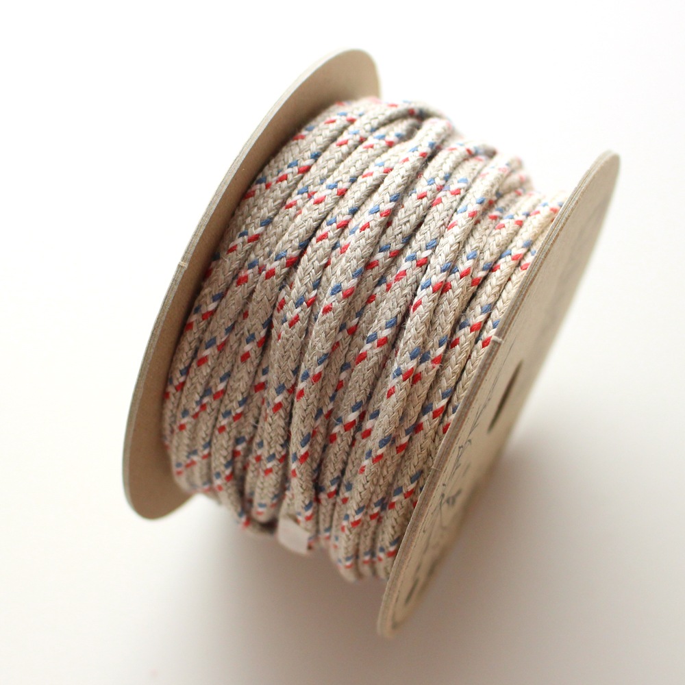 No,1196-5mm リネン100%　トリコロールスピンドル　リネン紐