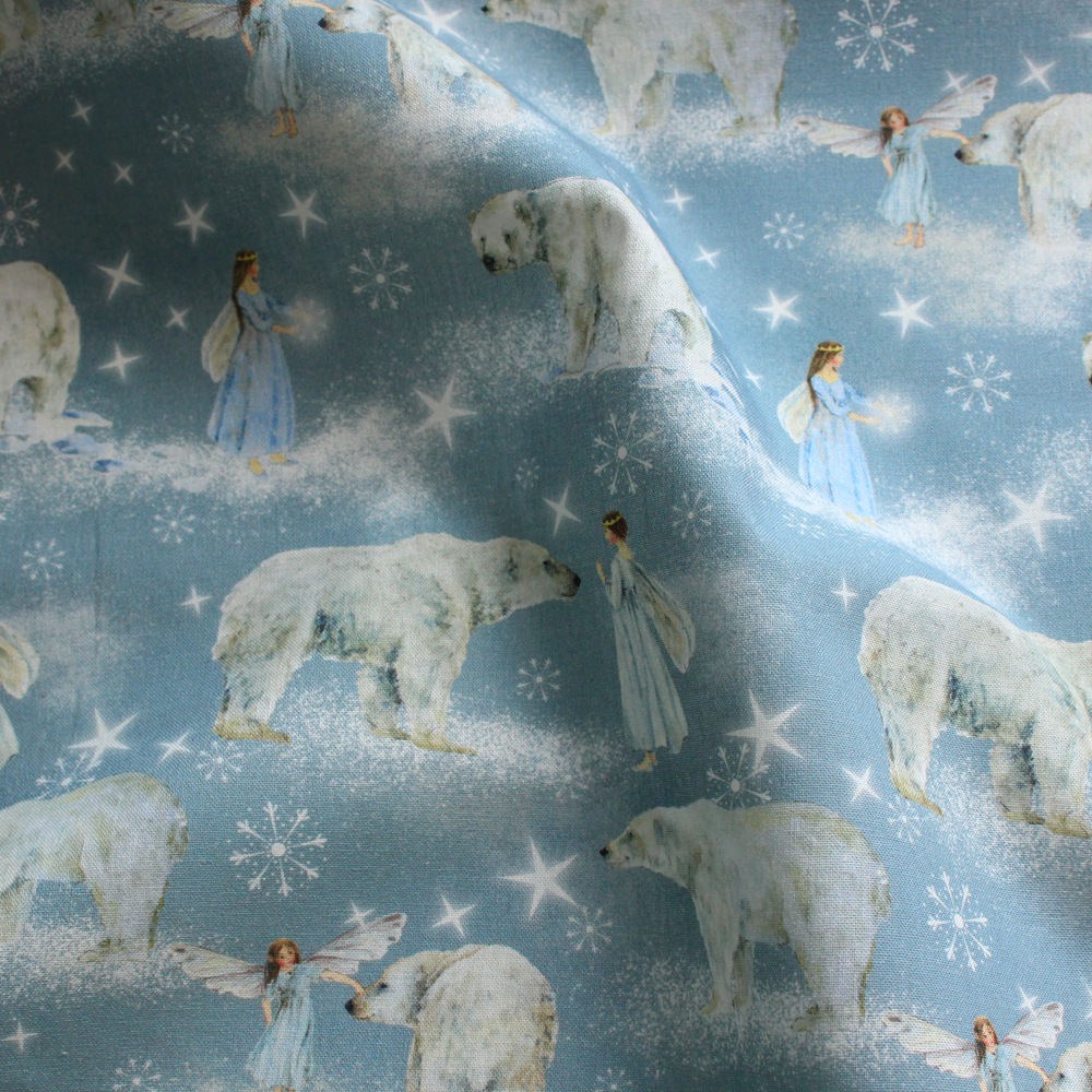 145cm×50cm】ドイツ輸入生地 acufactum826 シロクマとエルフの