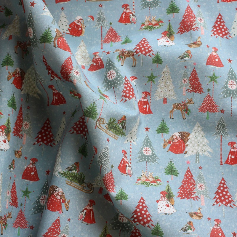 145cm×50cm】ドイツ輸入生地 acufactum784 クリスマスを楽しむ女の子