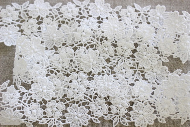 50cm単位】25483 幅約44mmコットン国産ケミカルレース 勿忘草風