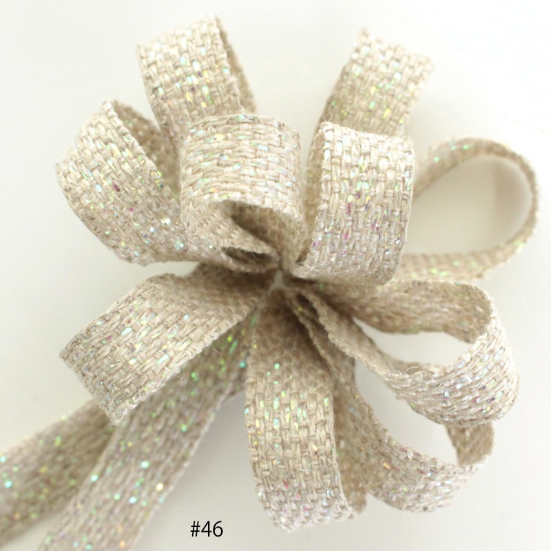 ミニ＊【反/5m】1186-8mmリネンフラワー くしゅくしゅリボン /1反5m巻