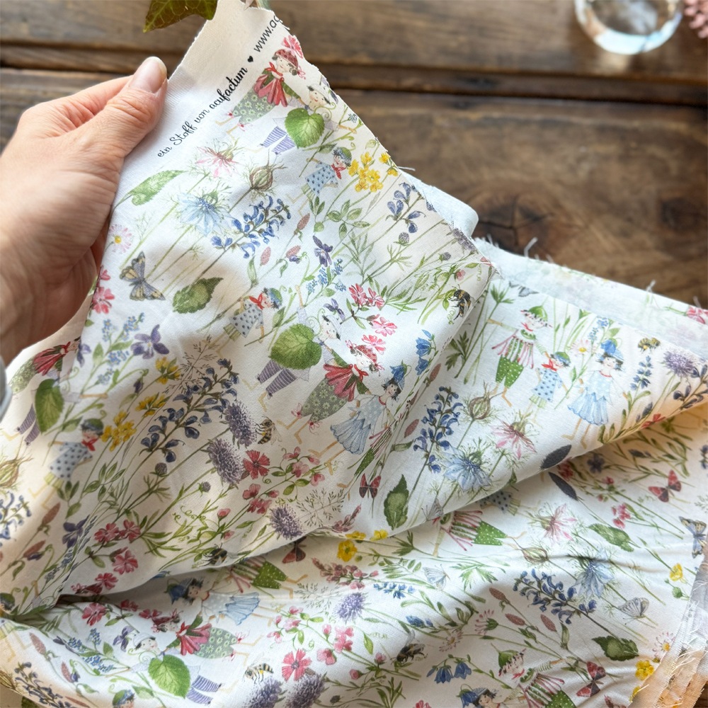 145cm×50cm】ドイツ輸入生地 acufactum924 お花の妖精の生地