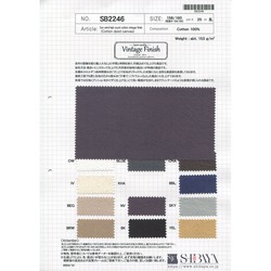SB2246 サンウェイドハイカウントコットン Vintage Finish 綿染めキャンバス
