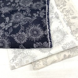 OYY0205 リネンラミー　マンガン絣　ひまわり柄