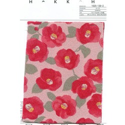 1025-130-2 エステルチリメン 椿 ester chirimen fabric with a tsubaki