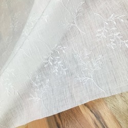 ON42296Linen 60/1リネン刺繍 4inch leafy