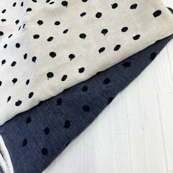 ON43698 綿麻デニムライク刺繍4inch dots
