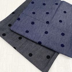 OJ046 和紙混ライトデニムプリント ドット [メーターカット]